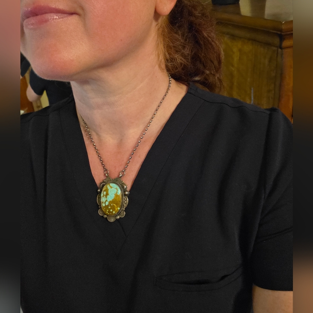 Gilbert Tom (Navajo) Pendant Necklace, Turquoise - Picture 4 of 5
